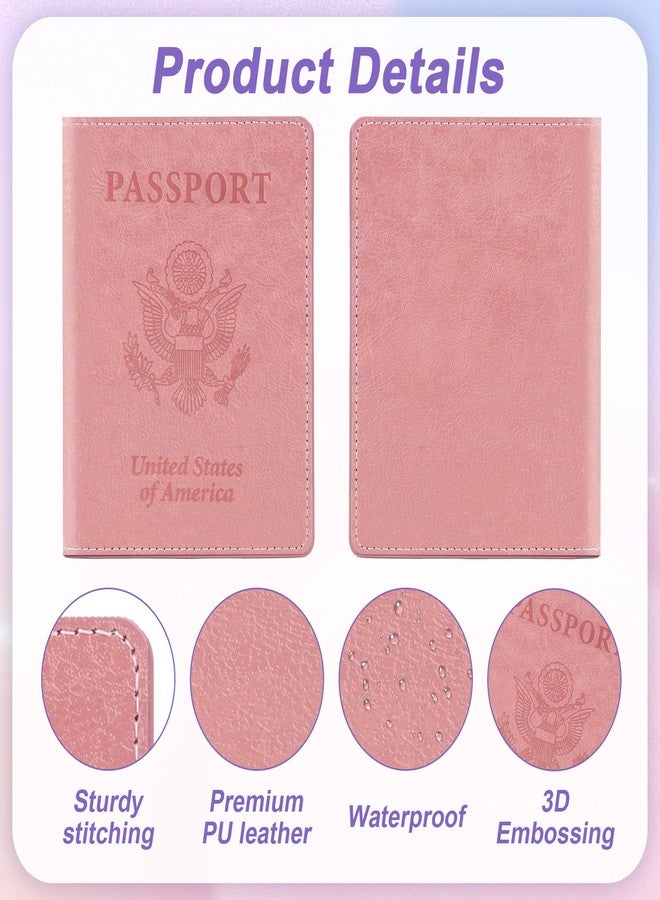Linsuminn Passport Holder for Travel, 2 PCS Passport Holder, Travel Passport Holders Must Haves for Women Men, Pink and Purple Passport Cover Passport Wallet Case Holders for Travel Cruise Ship Essentials Gifts - Image 3
